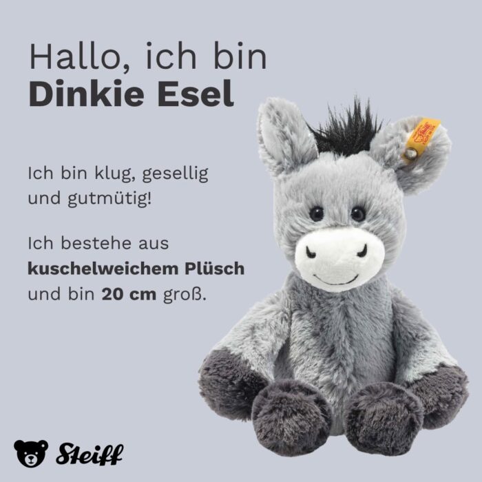 Steiff Kuscheltier Esel, Süßes Stofftier mit Kunststoffaugen, Kinder, Jungen & Mädchen, Friends, Plüschtier 20 cm – Bild 5
