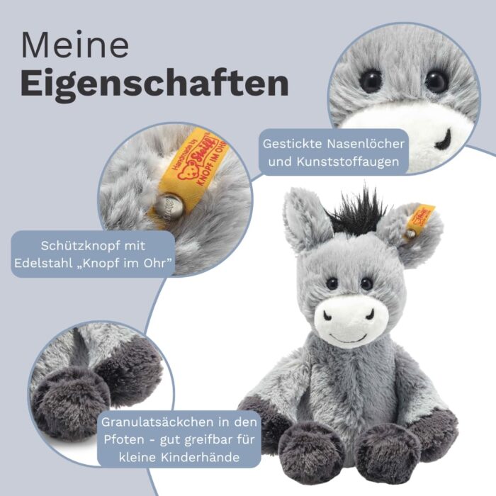 Steiff Kuscheltier Esel, Süßes Stofftier mit Kunststoffaugen, Kinder, Jungen & Mädchen, Friends, Plüschtier 20 cm – Bild 4
