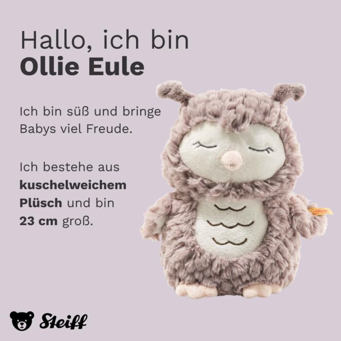 Steiff Kuscheltier Ollie Eule, Süßes Stofftier, Jungen, Mädchen & Babys ab 0 Monaten, Friends, Plüschtier  Beige - Image 6