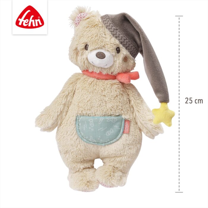 Fehn Kuscheltier Bär Bruno – Weicher Teddybär für Neugeborene als Einschlafhilfe - Stofftier zum Greife - Image 3