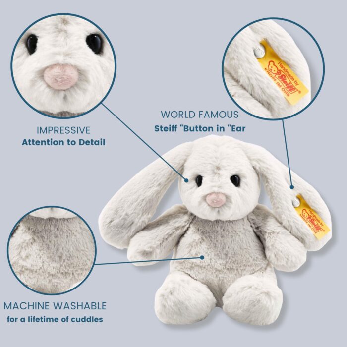 Steiff Hoppie Hase 18 cm hellgrau, Plüschtier Hase mit Schlappohren, Soft Cuddly Friends, flauschiges Stofftier zum K - Image 4