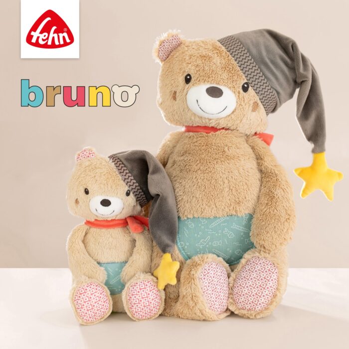 Fehn Kuscheltier Bär Bruno – Weicher Teddybär für Neugeborene als Einschlafhilfe - Stofftier zum Greife - Image 2